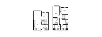 Orion apartments in Oakland California photo of Two bedroom and Two and a half bathroom townhome floorplan
