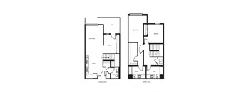 Orion apartments in Oakland California photo of Two bedroom and Two and a half bathroom townhome floorplan