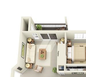 2 Bed - 1 Bath |880 sq ft floorplan 2 Bed - 1 Bath |880 sq ft floorplan at Cedar Crest, Beaverton, 97078