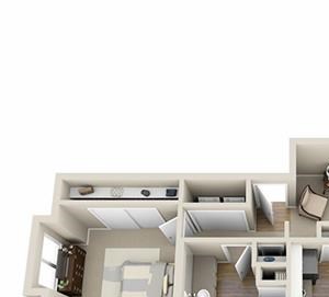 The Birch Floor plan 1 Bed - 1 Bath, 756 sq ft, The Birch