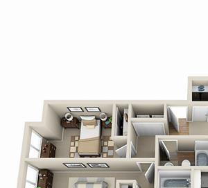The Maple Floor plan 2 Bed - 2 Bath, 1017 sq ft, The Maple