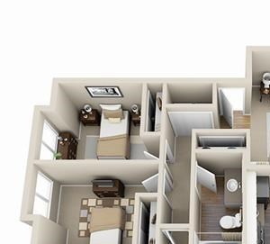 The Willow Floor plan 3 Bed - 2 Bath, 1109 sq ft, The Willow
