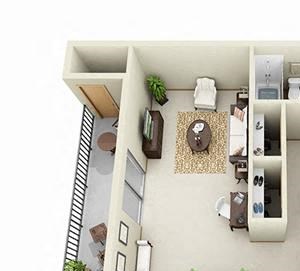 2 Bed, 1 Bath, 827 sq. ft.