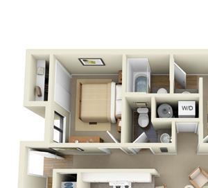 2 Bed, 1.5 Bath, 840 sq. ft. Pine