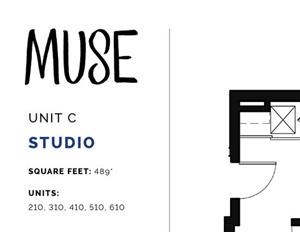 Studio, 489 sq. ft. Unit C floor plan