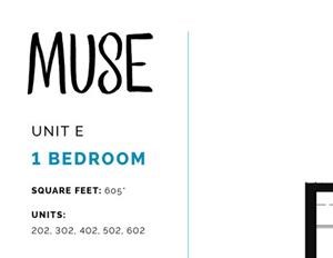 1 Bed, 1 Bath, 605 sq. ft. Unit E floor plan