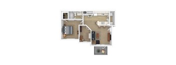 Oak Hollow 1 bed 1 bath a2p2 floor plan