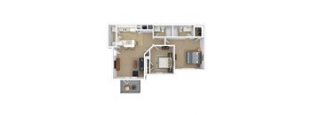Oak Hollow 2 bed 2 bath b1p2 floor plan