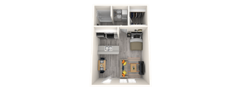 Tempe, AZ Apartments - Sono Tempe - 3D Floorplan of our Studio, Olsen Floorplan