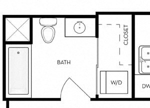 1 bed 1 Bath 698 square feet floor plan D3