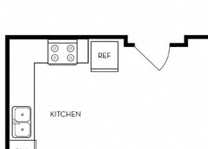 1 bed 1 Bath 709 square feet floor plan B2