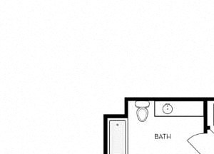 1 Bed 1 Bath 874 square feet floor plan D2