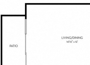 Studio 1 Bath 523 square feet floor plan A3