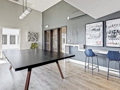 ping pong table in clubhouse