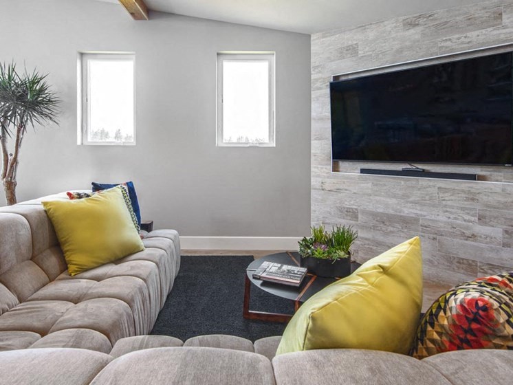 Penthouse lounge with table tennis, media center, fireplace, and gourmet entertainment kitchen