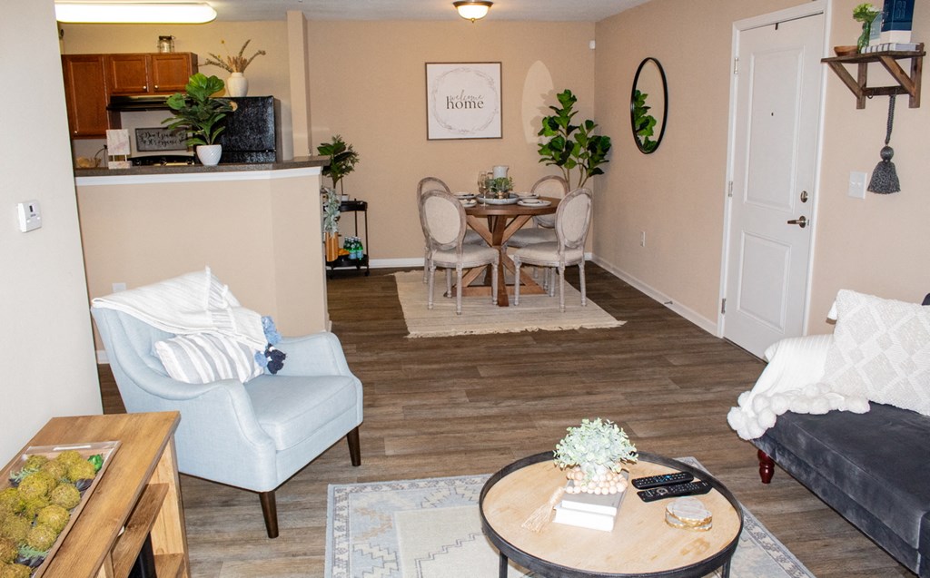 Pet-Friendly Apartments in Sevierville, TN - Overlook at Allensville - Living Room and DIning Rom