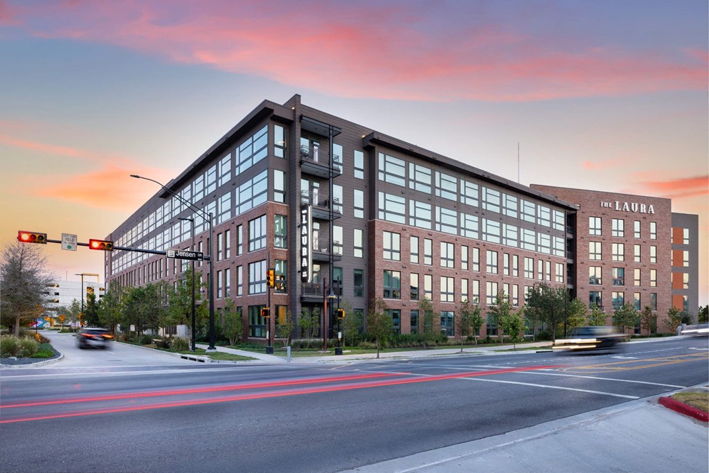 Exterior of The Laura apartment complex in Houston, TX