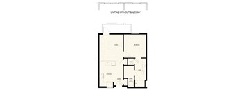 A floor plan of a unit without a balcony.