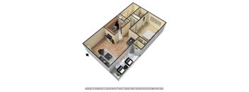 this is a illustration of the first floor of a 1 bedroom apartment