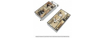 a bedroom and a living room are shown in this illustration