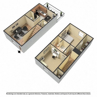 a bedroom and a living room are shown in this illustration