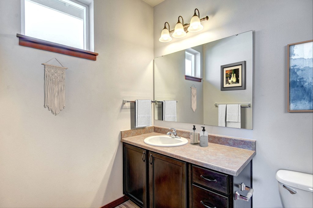 the bathroom is clean and ready to use