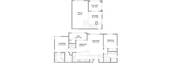 A floor plan of a house with a roof deck and a mezzanine.