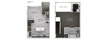 Panorama Loft 1BR 1_5B 2D Floor Plan