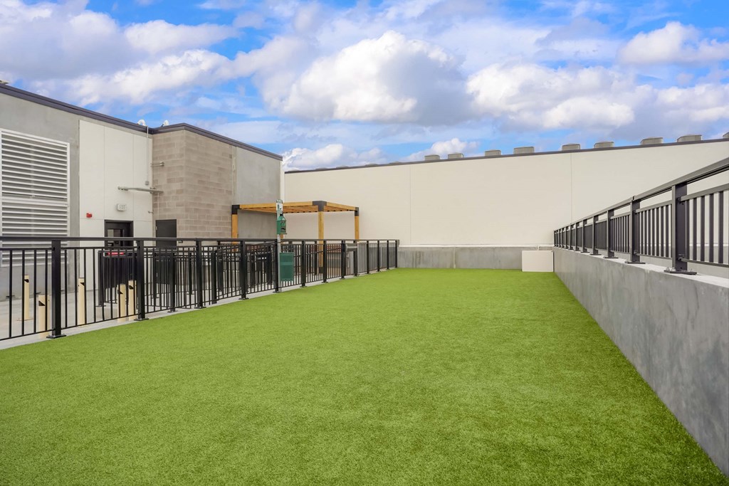 a green lawn on the roof of a building