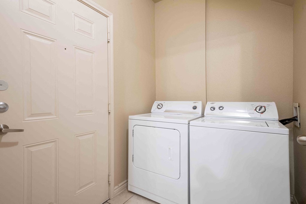 1, 2 & 3-Bedroom Apartments for Rent in Rogers, AR – Parc at Rogers– a washer and dryer are available in the laundry room
