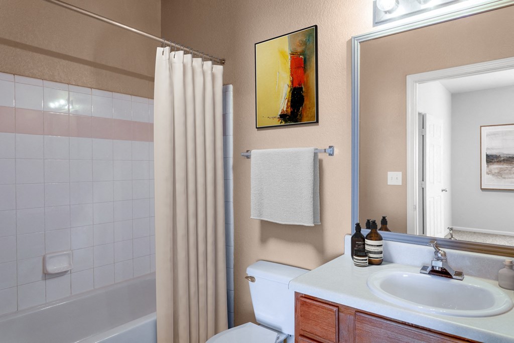 Pet-Friendly Apartments in Clarksville, TN - Parc at Clarksville - bathroom with shower