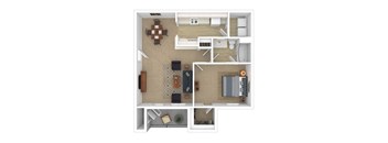 Clarksville _TN_Apartment_ParcAtClarksville_1 bedroom 1 bath 3D Furnished