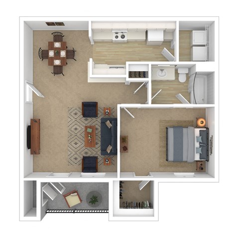 Clarksville _TN_Apartment_ParcAtClarksville_1 bedroom 1 bath 3D Furnished