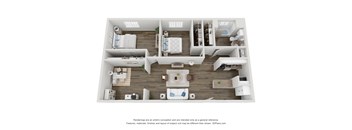 a 3d floor plan of a 1 bedroom apartment