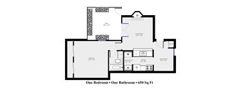 a floor plan of one bedroom unit