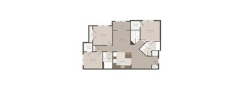 Peachtree Creek On Ponce Clarkston Affordable Property 3b 2b 2D Floor Plans A floor plan of a house with three bedrooms, a living room, a kitchen, and a bathroom.