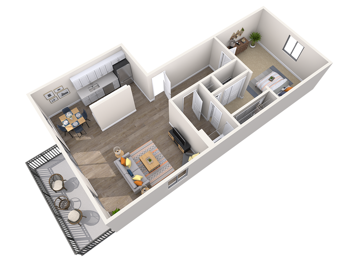 Floorplan, 1bed, 1bath, 780 sq. ft. Pelican 1
