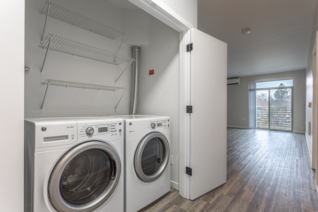 a washer and dryer in a laundry room