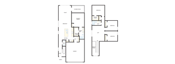 a floor plan of two different floors of a house