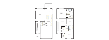 a blueprint of two floor plans of a house