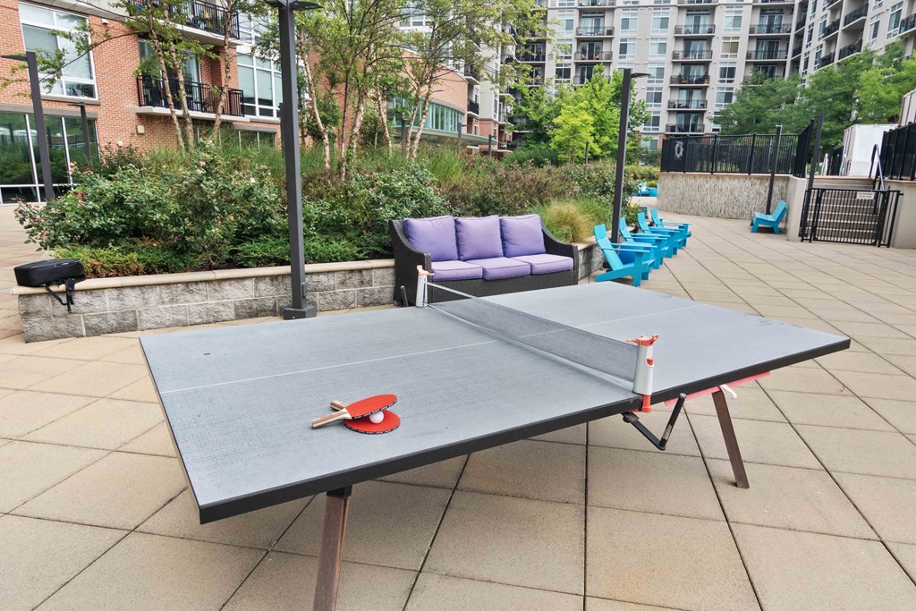 outdoor ping pong table and courtyard