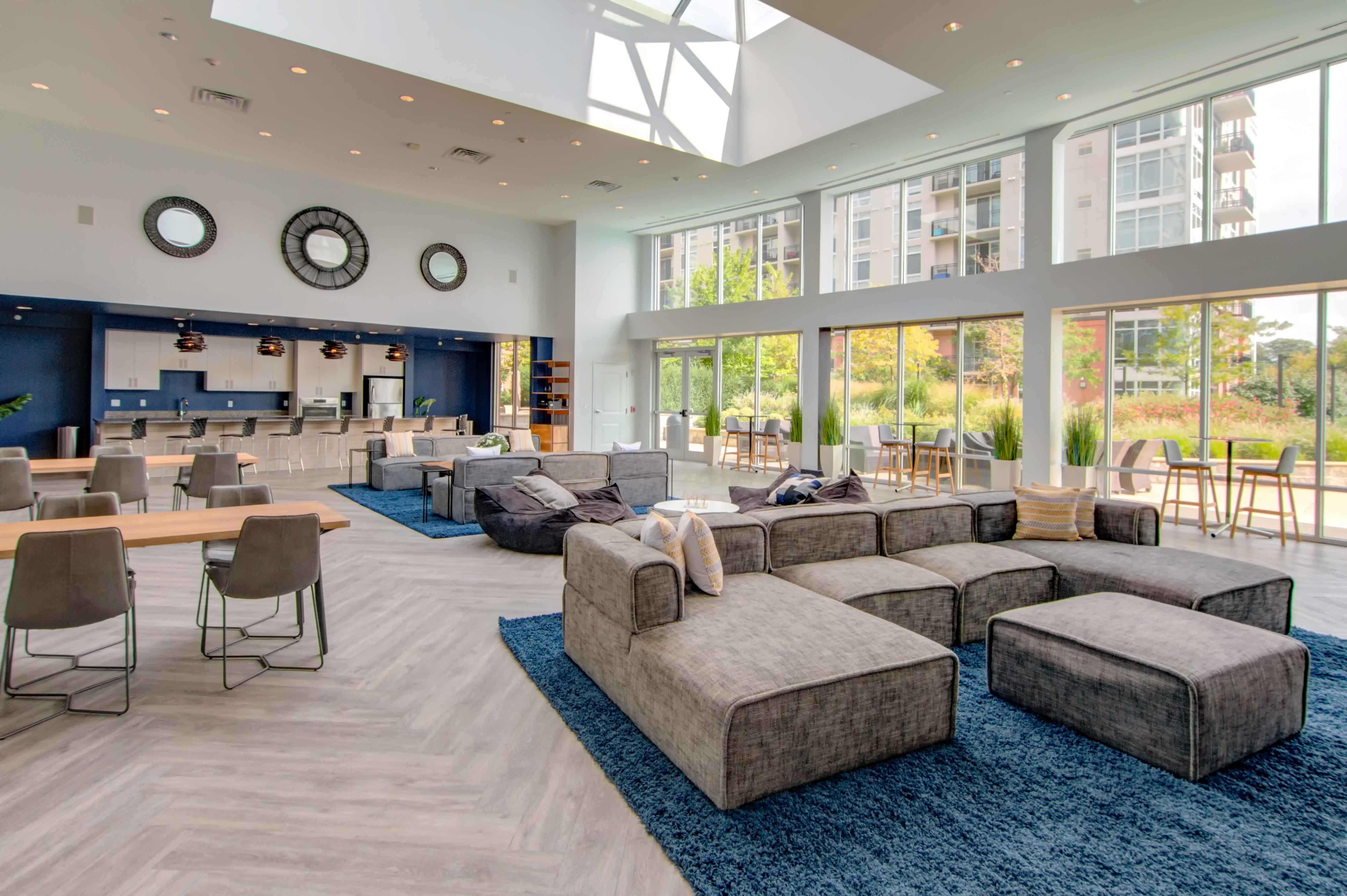 clubroom with kitchen and multiple TV areas and Wi-Fi