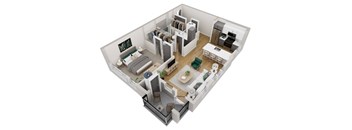 a floor plan of a house with a bedroom and a living room