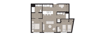 a floor plan of a house with a bedroom and a living room