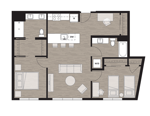a floor plan of a house with a bedroom and a living room