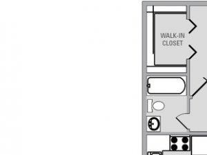 1 Bed 1 Bath, 695 square feet floor plan Brooksyde