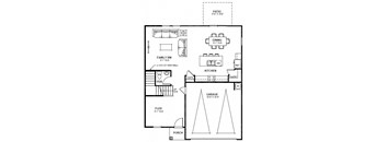 a floor plan of a small house with a kitchen and a living room