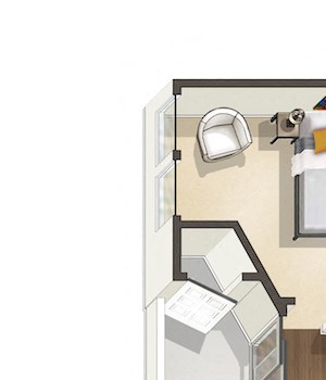 1 Bed - 1 Bath, 745 sq ft 1 Bedroom 1 Bath B floorplan