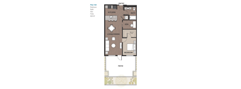 1 Bedroom Plan 1A3 with Patio