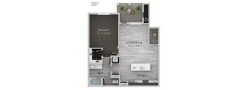 Red Rock 1BR 1B 2D Floor Plan